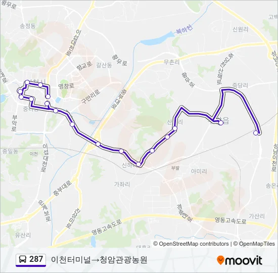 287 버스 노선 지도