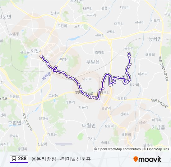 288 버스 노선 지도