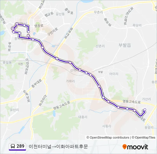 289 버스 노선 지도