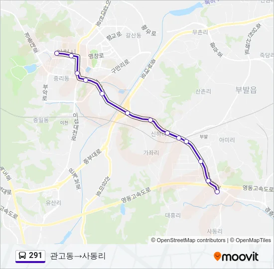 291 Bus Line Map