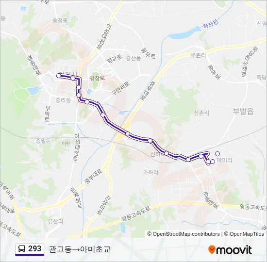 293 버스 노선 지도