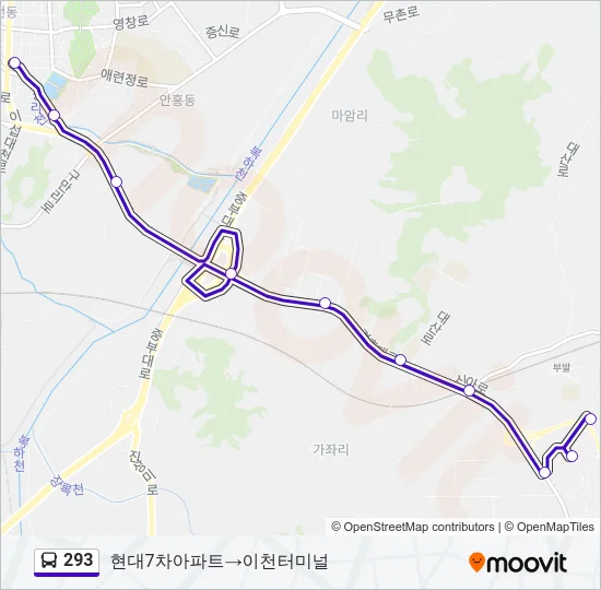 293 버스 노선 지도