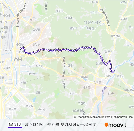 313 버스 노선 지도