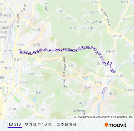 313 버스 노선 지도
