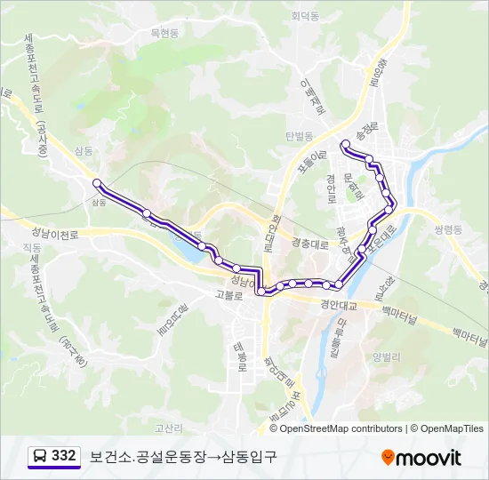 332 Bus Line Map