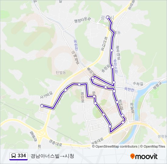334 버스 노선 지도