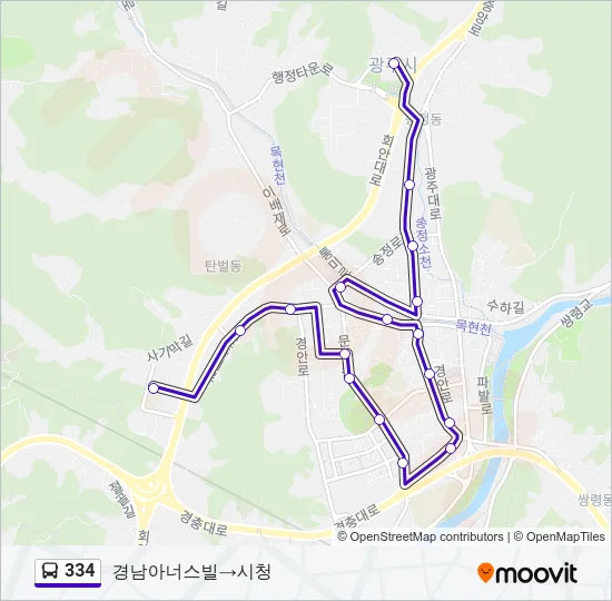 334 버스 노선 지도