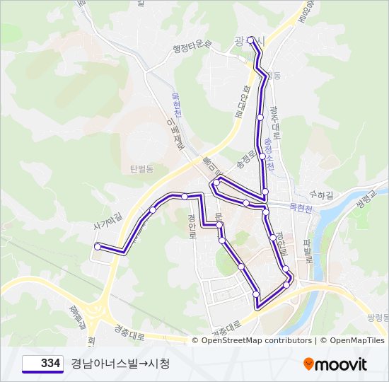 334 bus Line Map