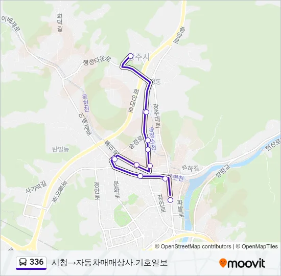 336 버스 노선 지도