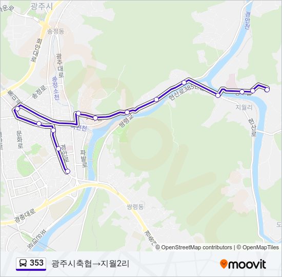 353 버스 노선 지도