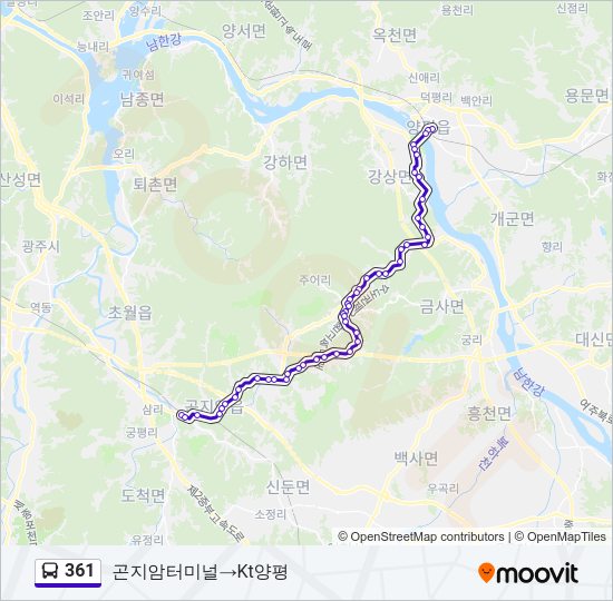 361 버스 노선 지도