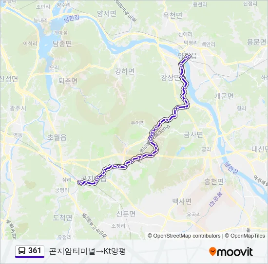 361 버스 노선 지도