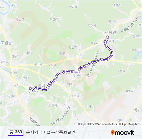 363 버스 노선 지도