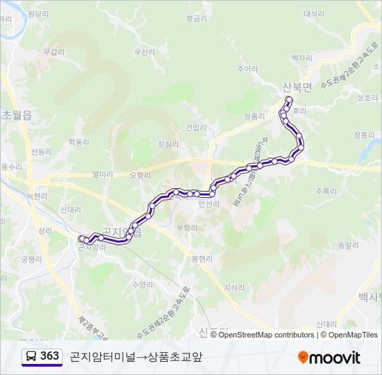 363 bus Line Map