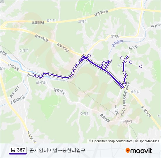367 버스 노선 지도