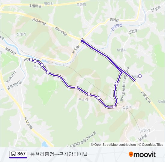 367 버스 노선 지도