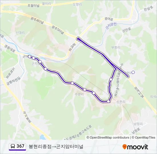367 버스 노선 지도