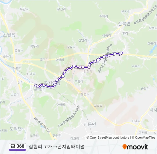 368 버스 노선 지도