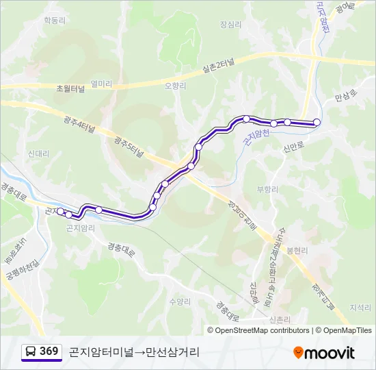 369 버스 노선 지도