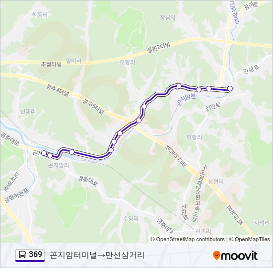 369 bus Line Map