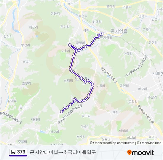 373 버스 노선 지도