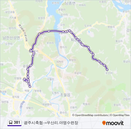 381 버스 노선 지도