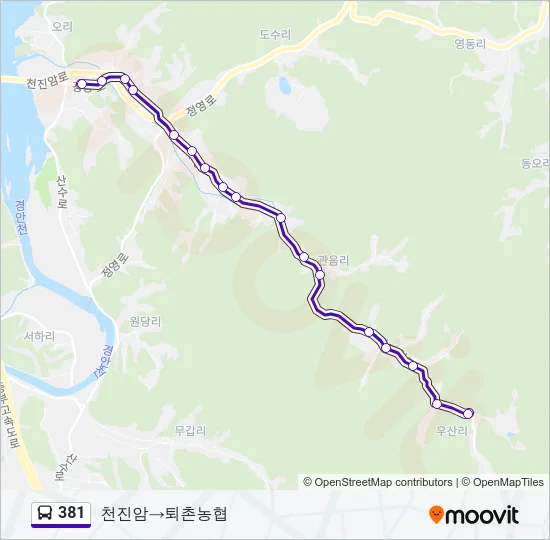 381 Bus Line Map
