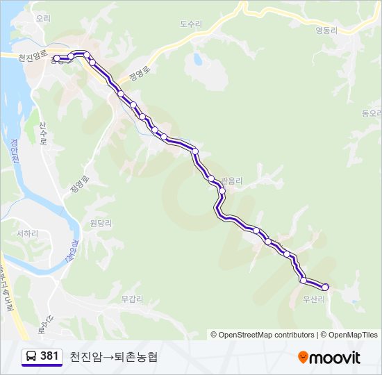 381 bus Line Map