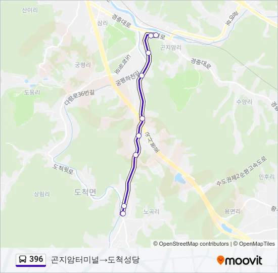 396 버스 노선 지도