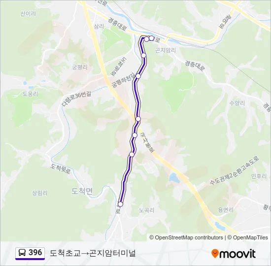 396 버스 노선 지도