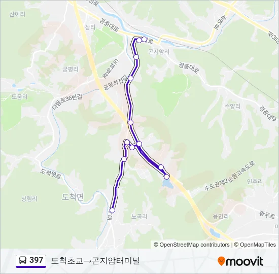 397 버스 노선 지도