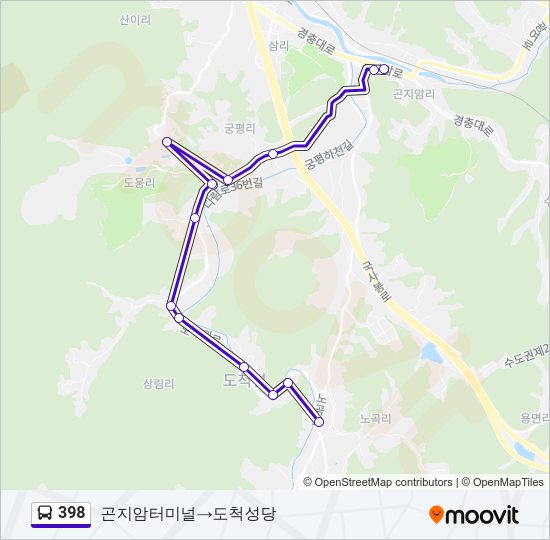 398 버스 노선 지도