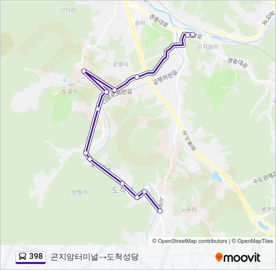 398 버스 노선 지도