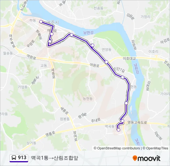 913 Bus Line Map