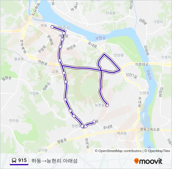 915 버스 노선 지도