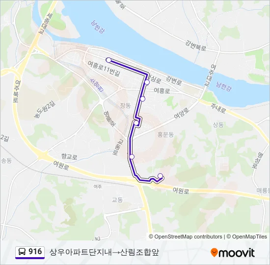 916 Bus Line Map