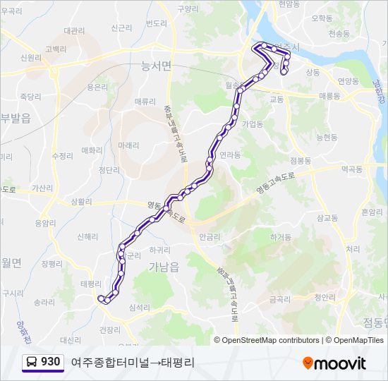 930 버스 노선 지도