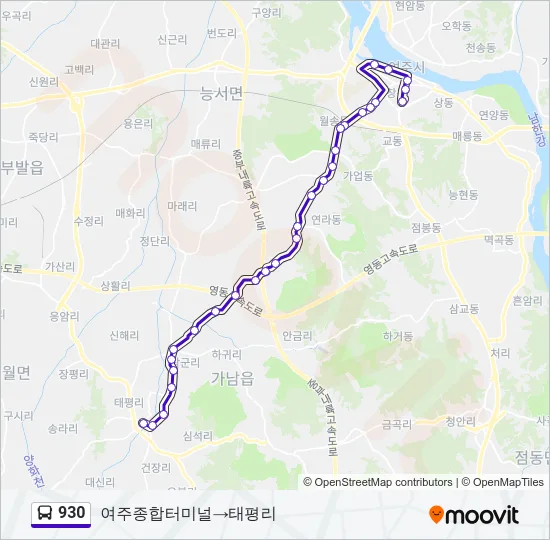 930 버스 노선 지도