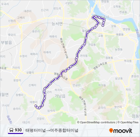 930 버스 노선 지도