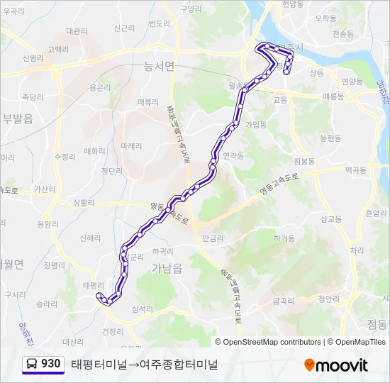 930 버스 노선 지도