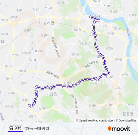935 버스 노선 지도