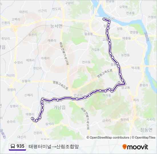 935 버스 노선 지도