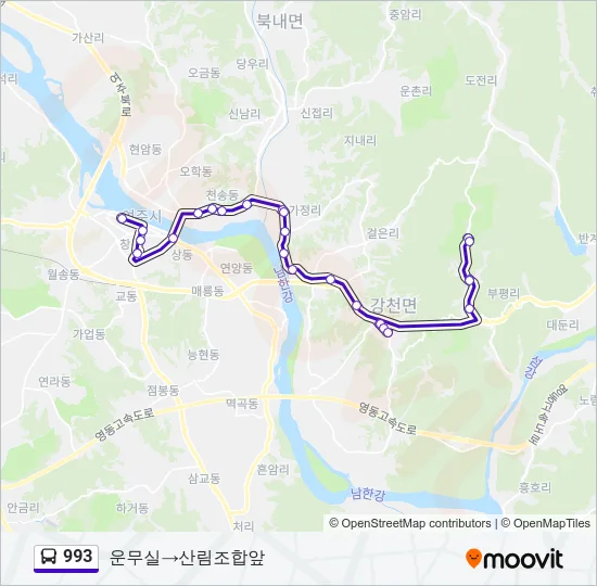 993 버스 노선 지도