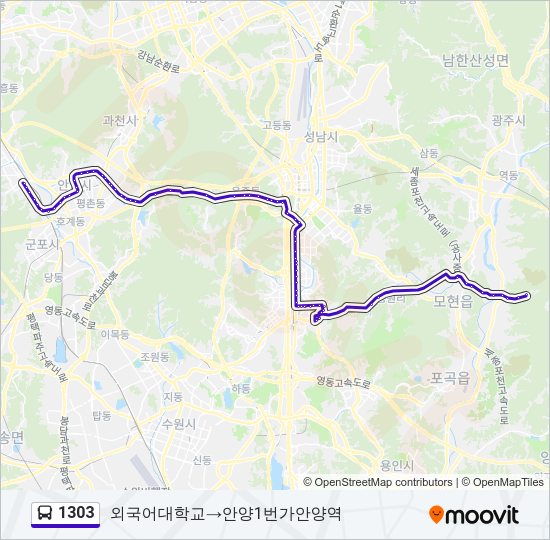 1303 버스 노선 지도