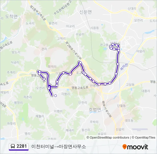 2281 버스 노선 지도