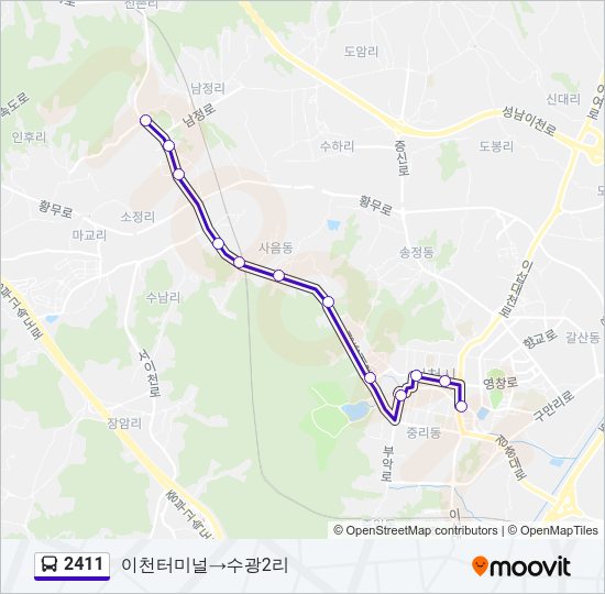 2411 버스 노선 지도