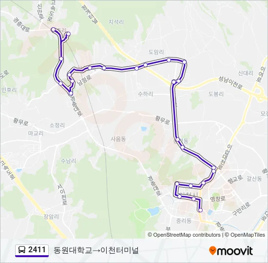 2411 버스 노선 지도