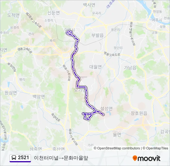 2521 버스 노선 지도