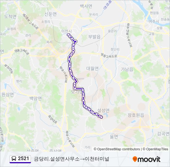 2521 버스 노선 지도