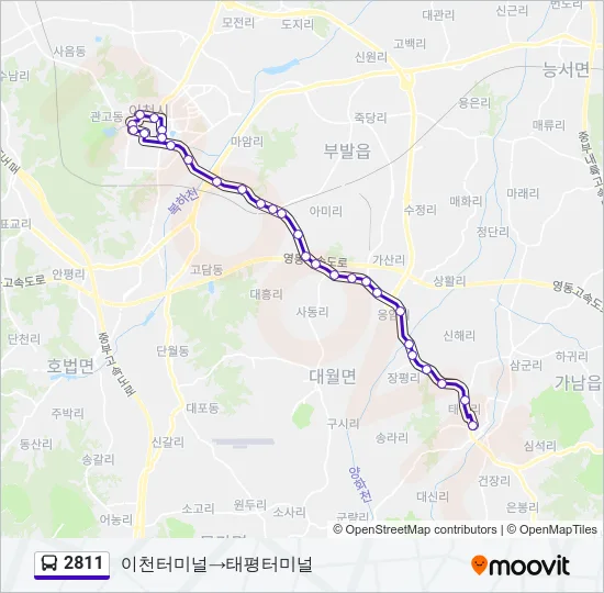 2811 버스 노선 지도